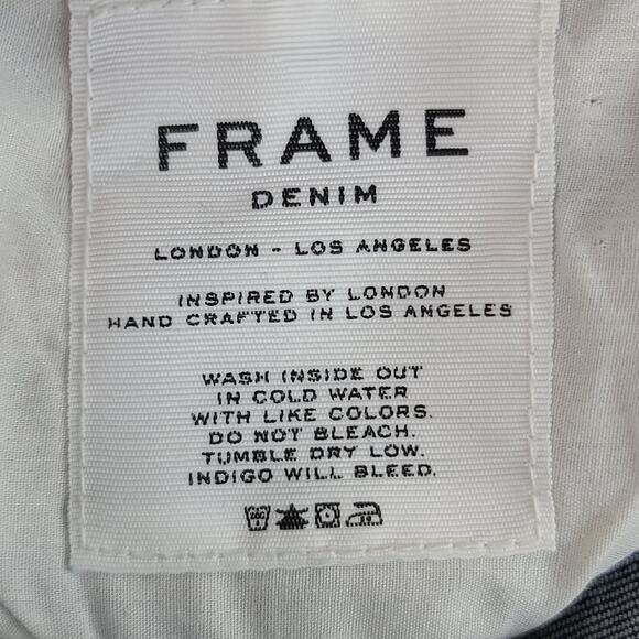 Frame Le Skinny de Jeanne Crop Cantine Stretch Raw Frayed Hem Dark Wash Size 26 - Picture 12 of 12